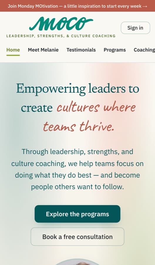 MoCo Leadership website on a phone