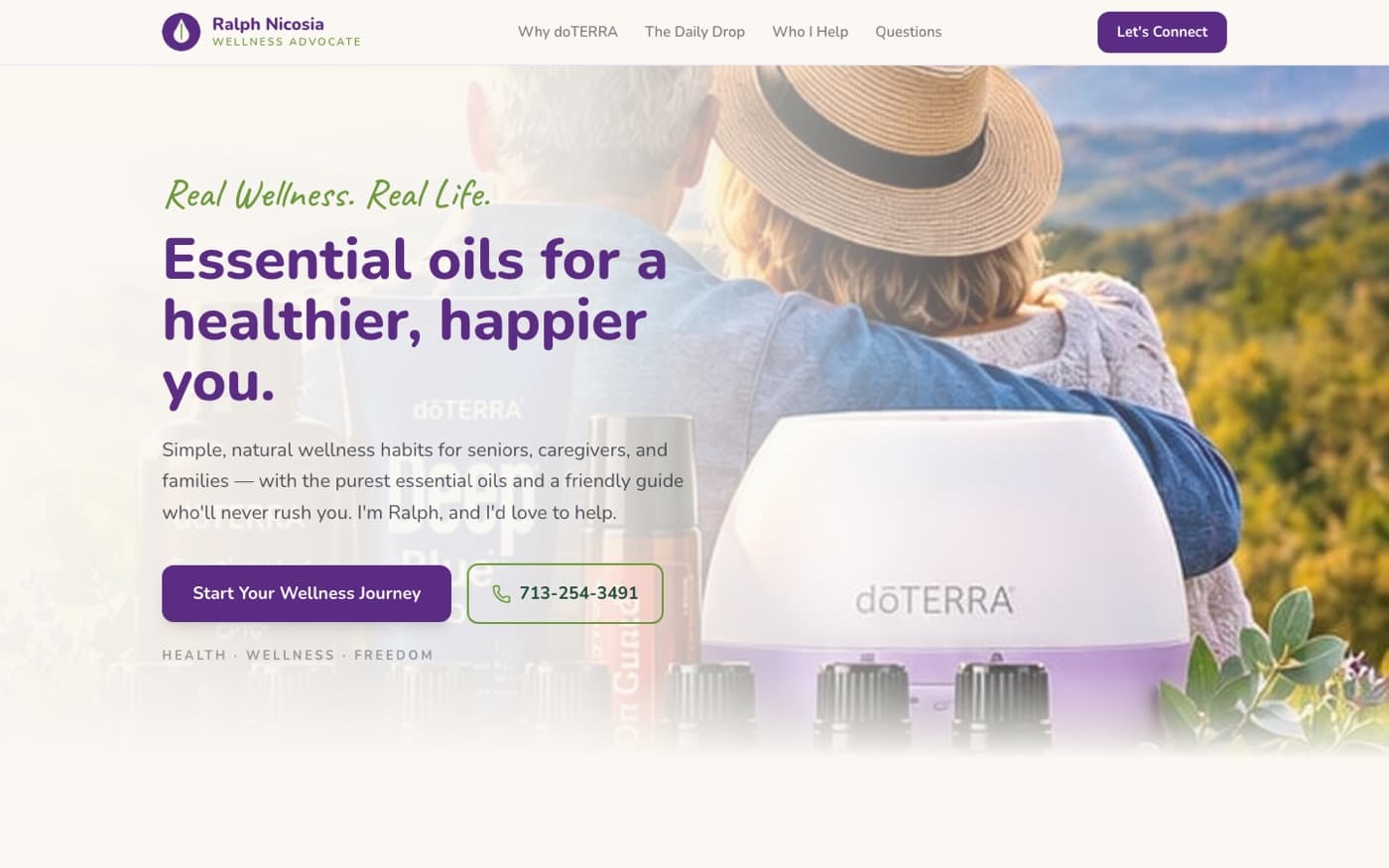 Ralph Nicosia · Real Wellness. Real Life. website on a desktop