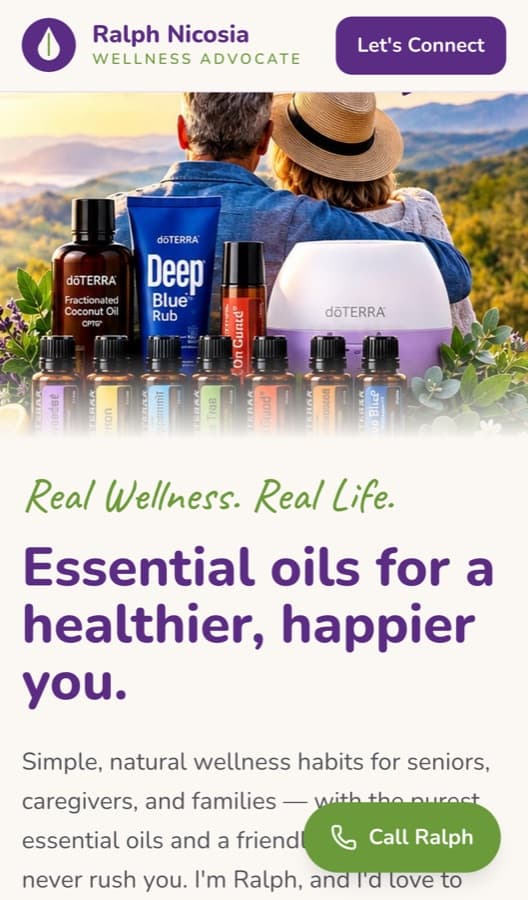 Ralph Nicosia · Real Wellness. Real Life. website on a phone