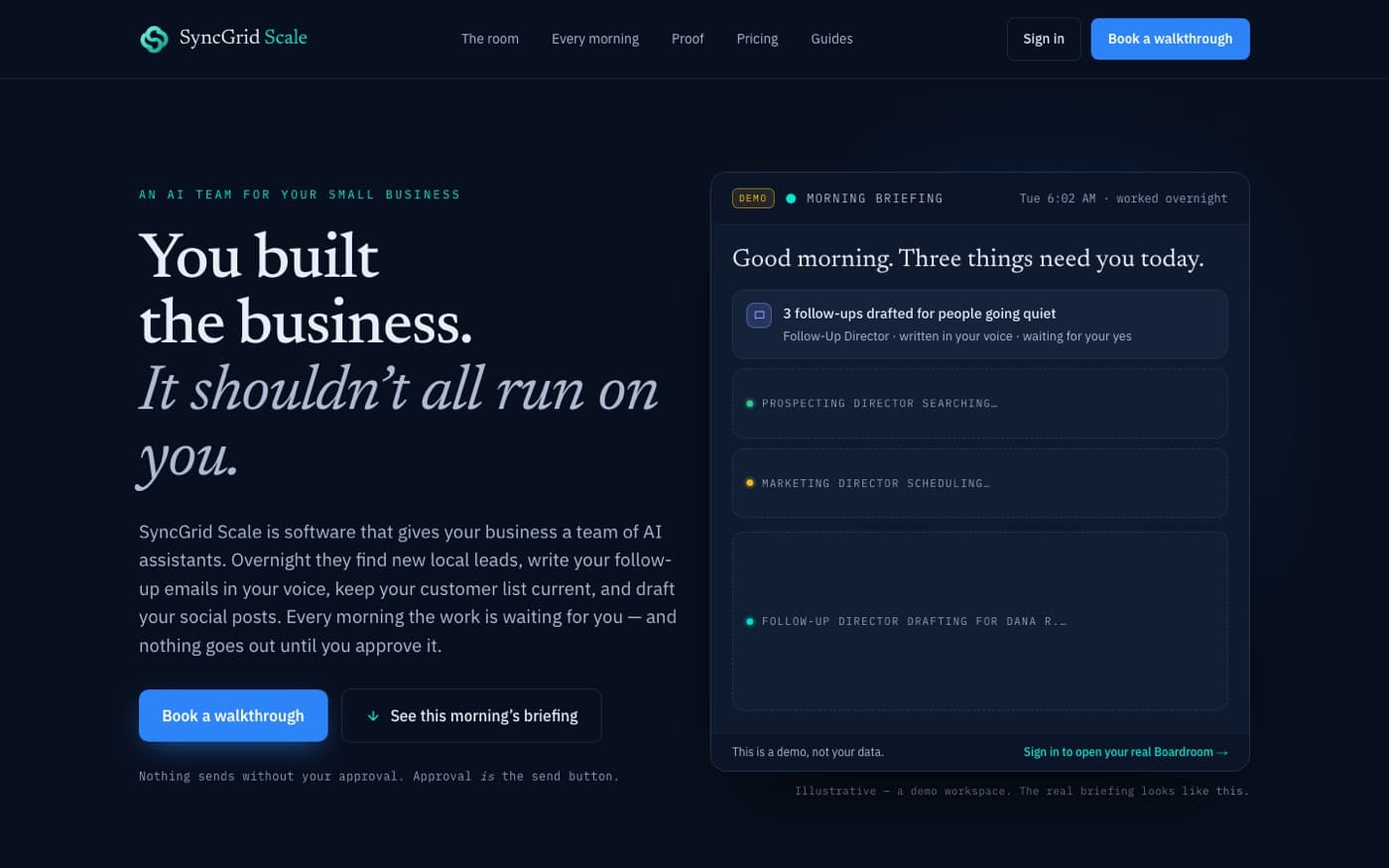SyncGrid Scale landing page